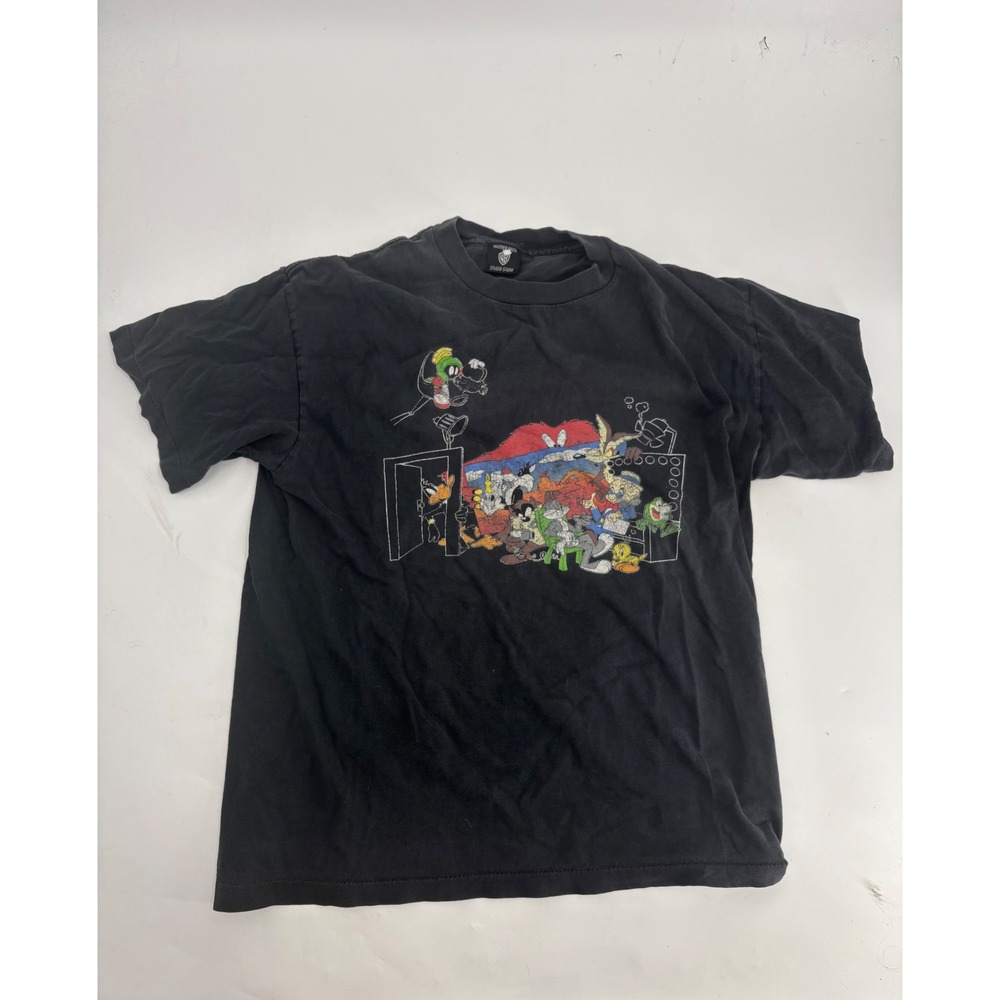 Vintage Warner Bros Studio Store Looney Tunes Graphic T-Shirt Black Mens Large